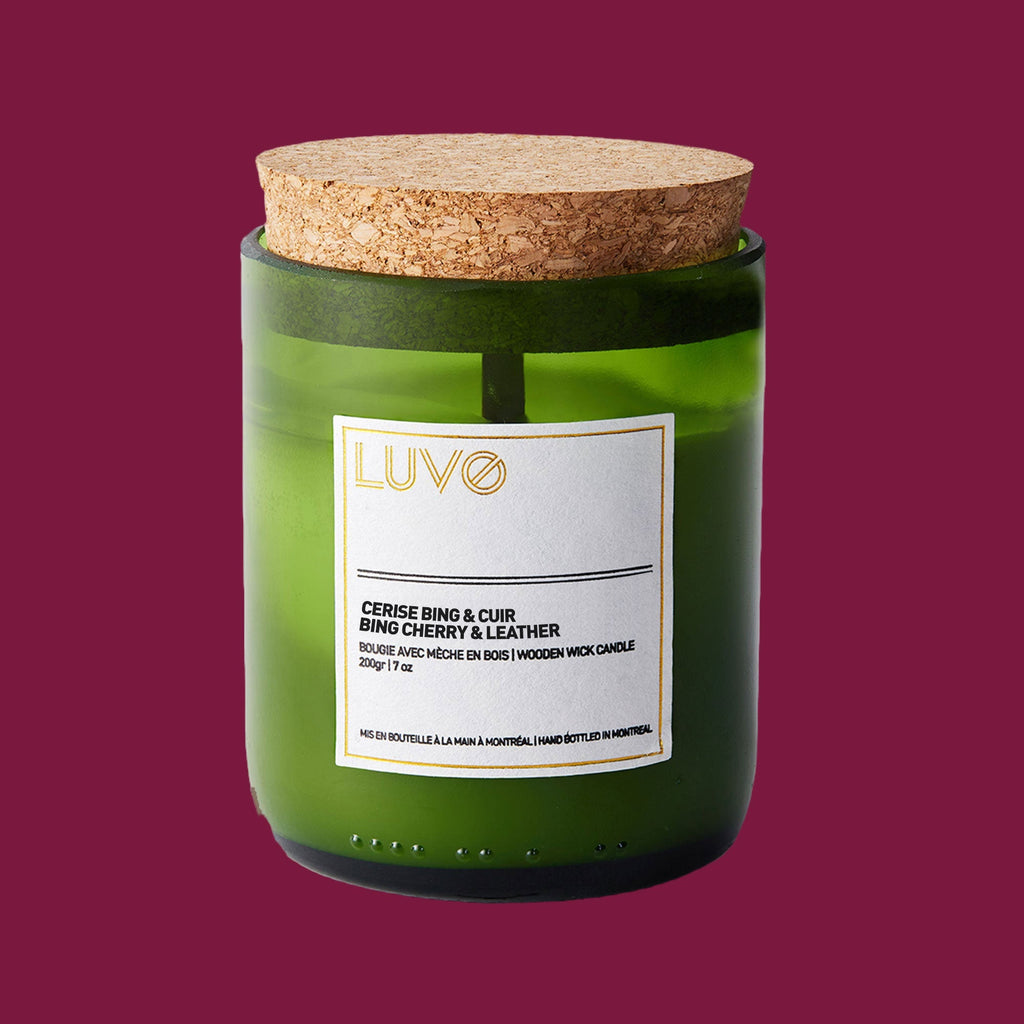 Bing cherry & Leather Wooden Wick Scented Candle