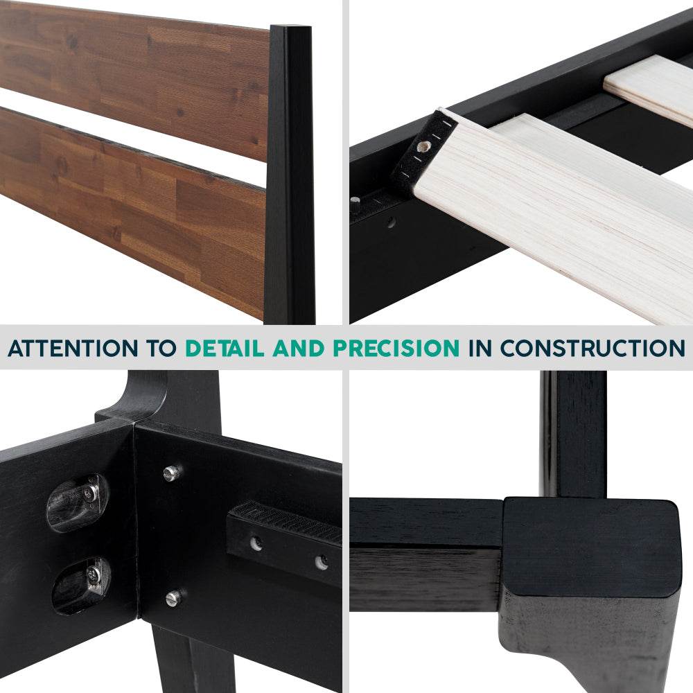 Emery Solid Wood Bed Frame & Nightstand Bedroom Set