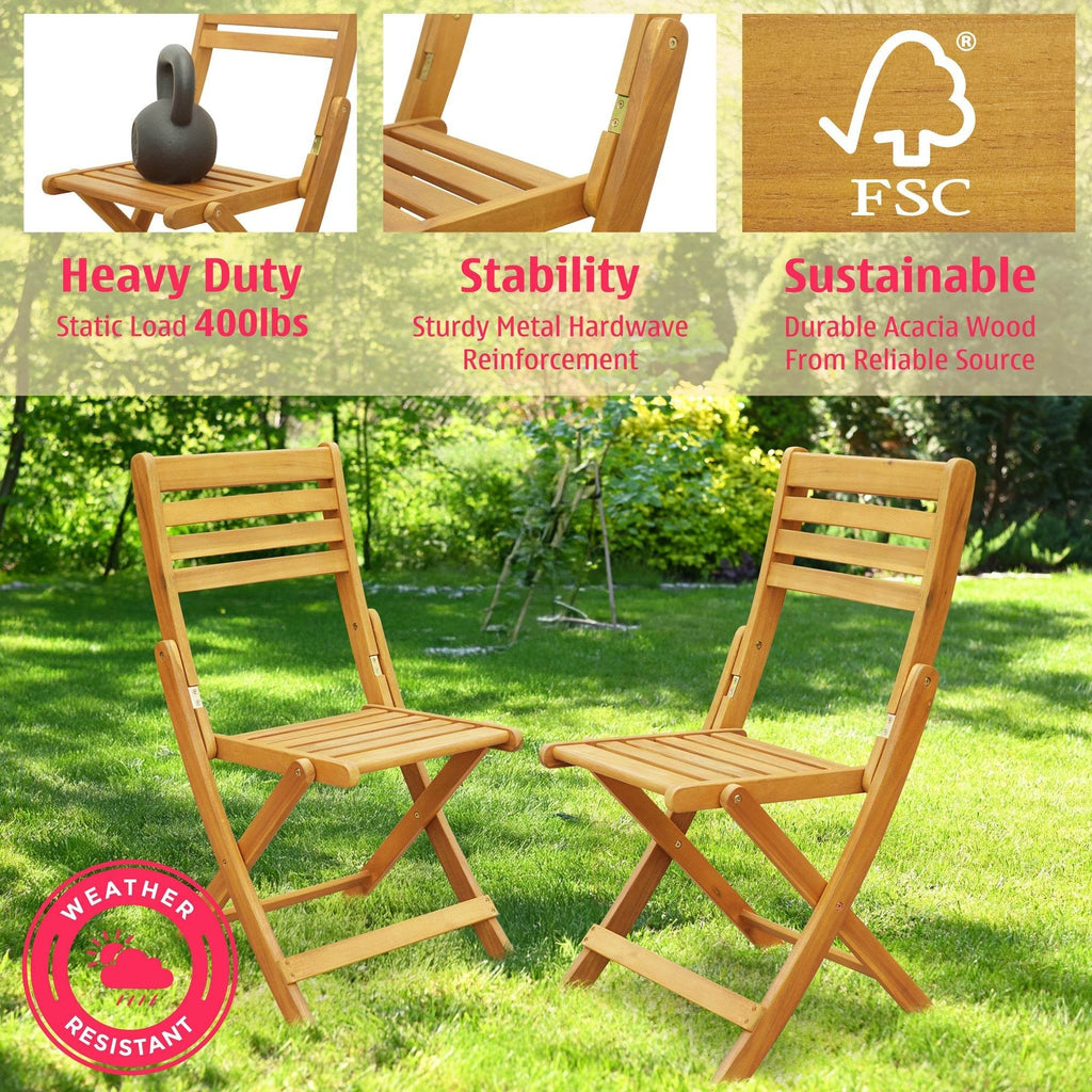 Tranquillo Anya Acacia Wood Folding Chairs Set of 2