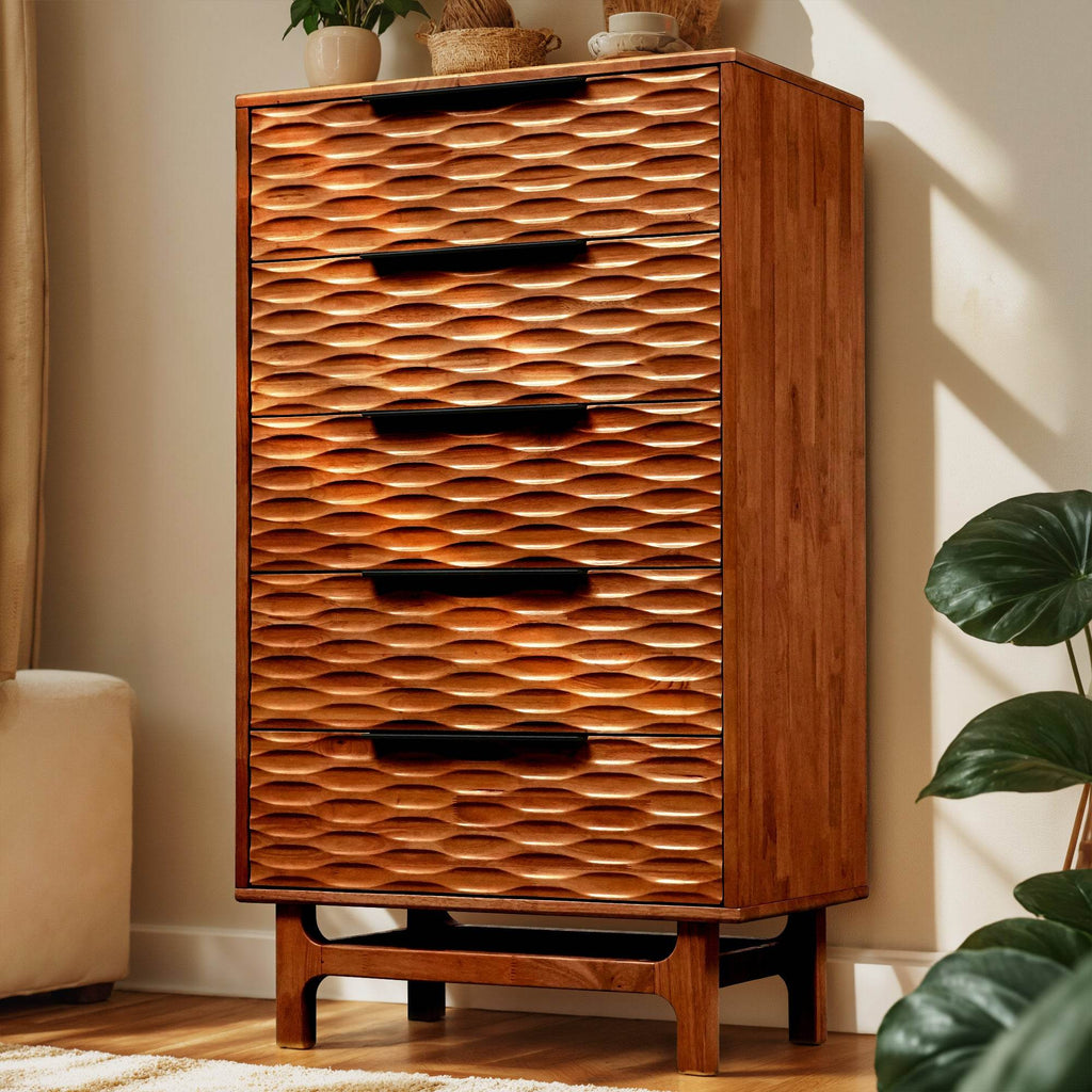 Elara Solid Wood 5-Drawer Dresser