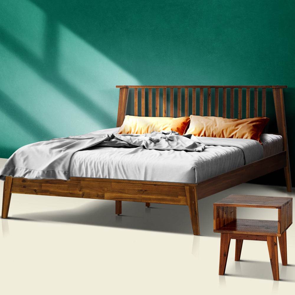 Kaylin Solid Wood Bed Frame & Nightstand Bedroom Set