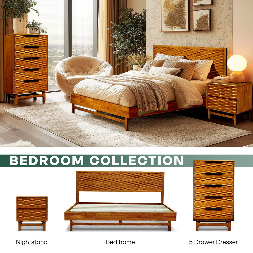 Elara Solid Wood 5-Drawer Dresser