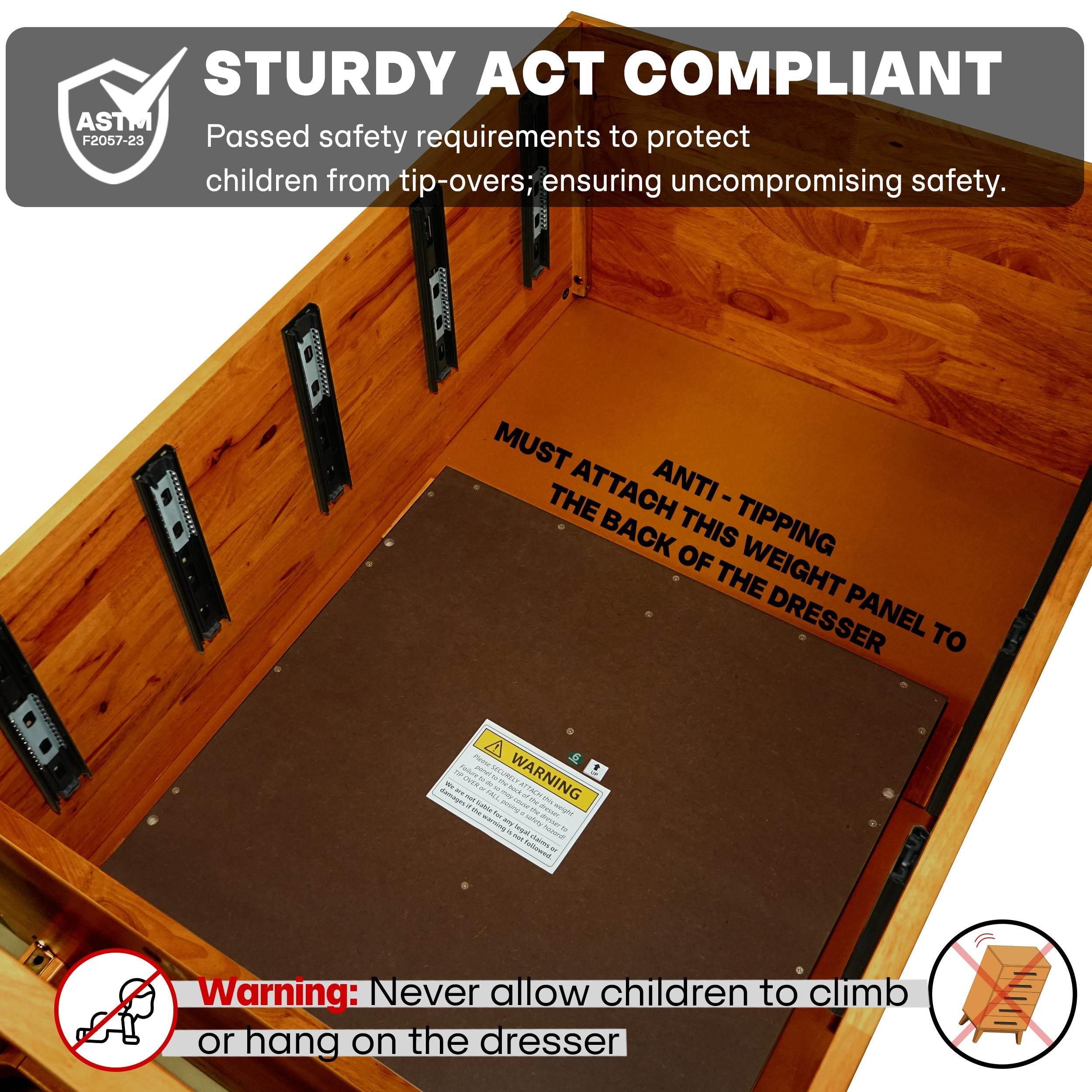 Elara Solid Wood 5-Drawer Dresser