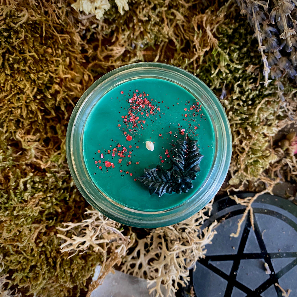 Holly King Solstice Yule Holiday Blessing Candle