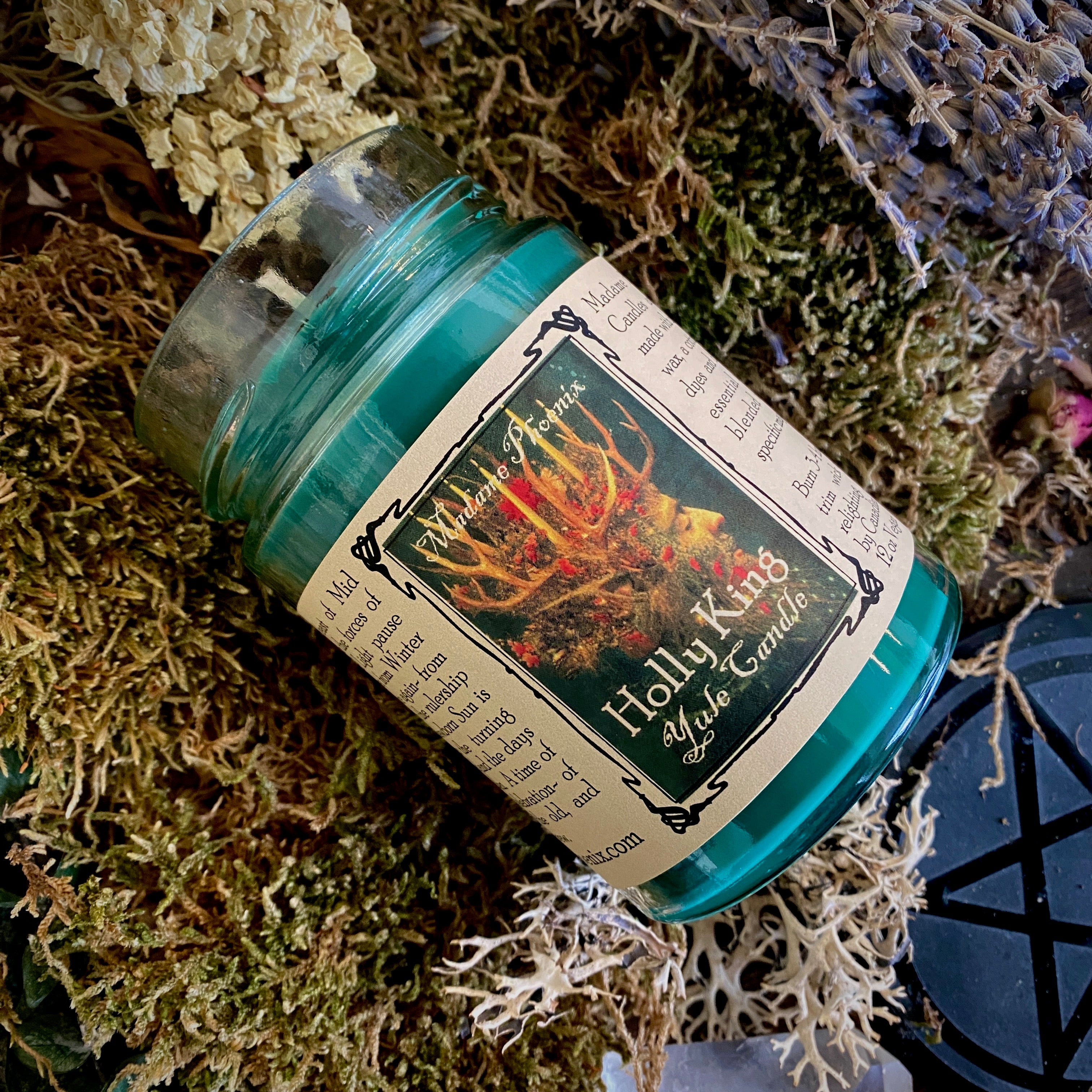 Holly King Solstice Yule Holiday Blessing Candle