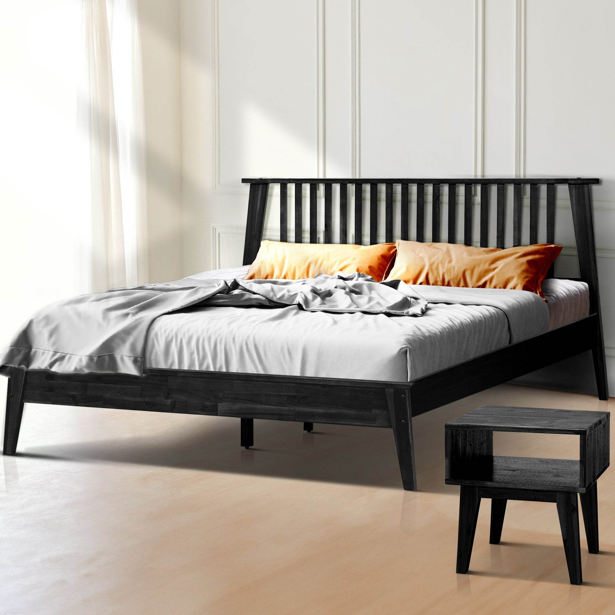 Kaylin Solid Wood Bed Frame & Nightstand Bedroom Set