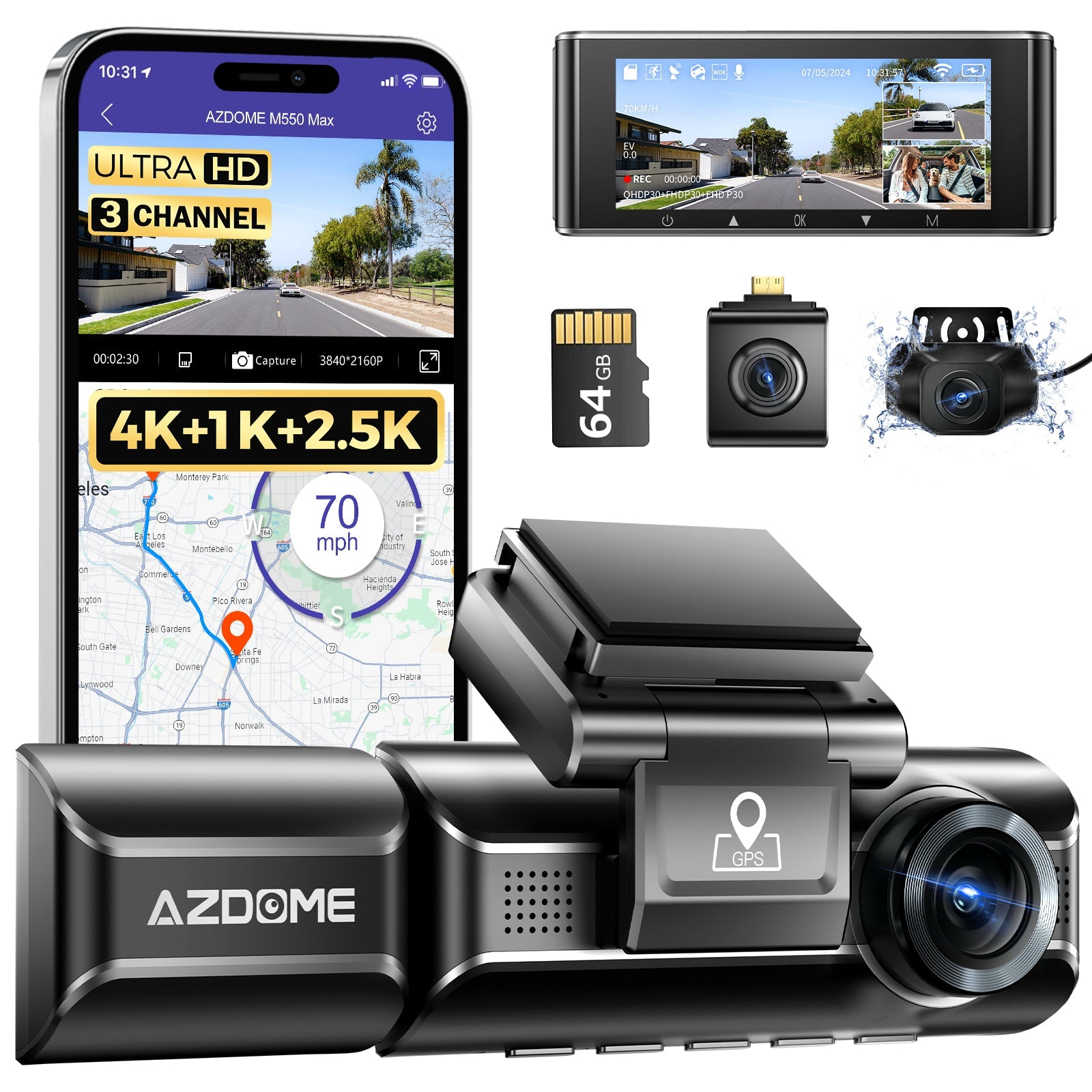 AZDOME M550 Max 3CH 4K Dash Cam