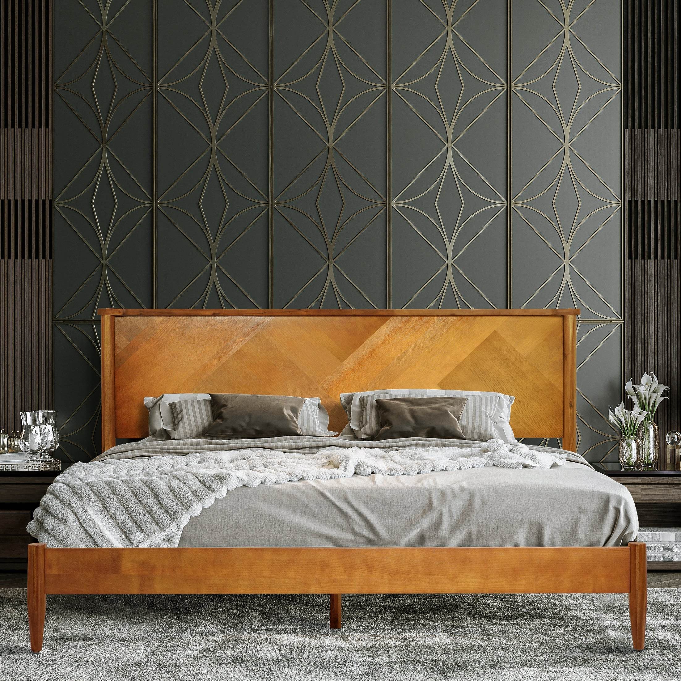 Panthera Platform Bed Frame With Headboard