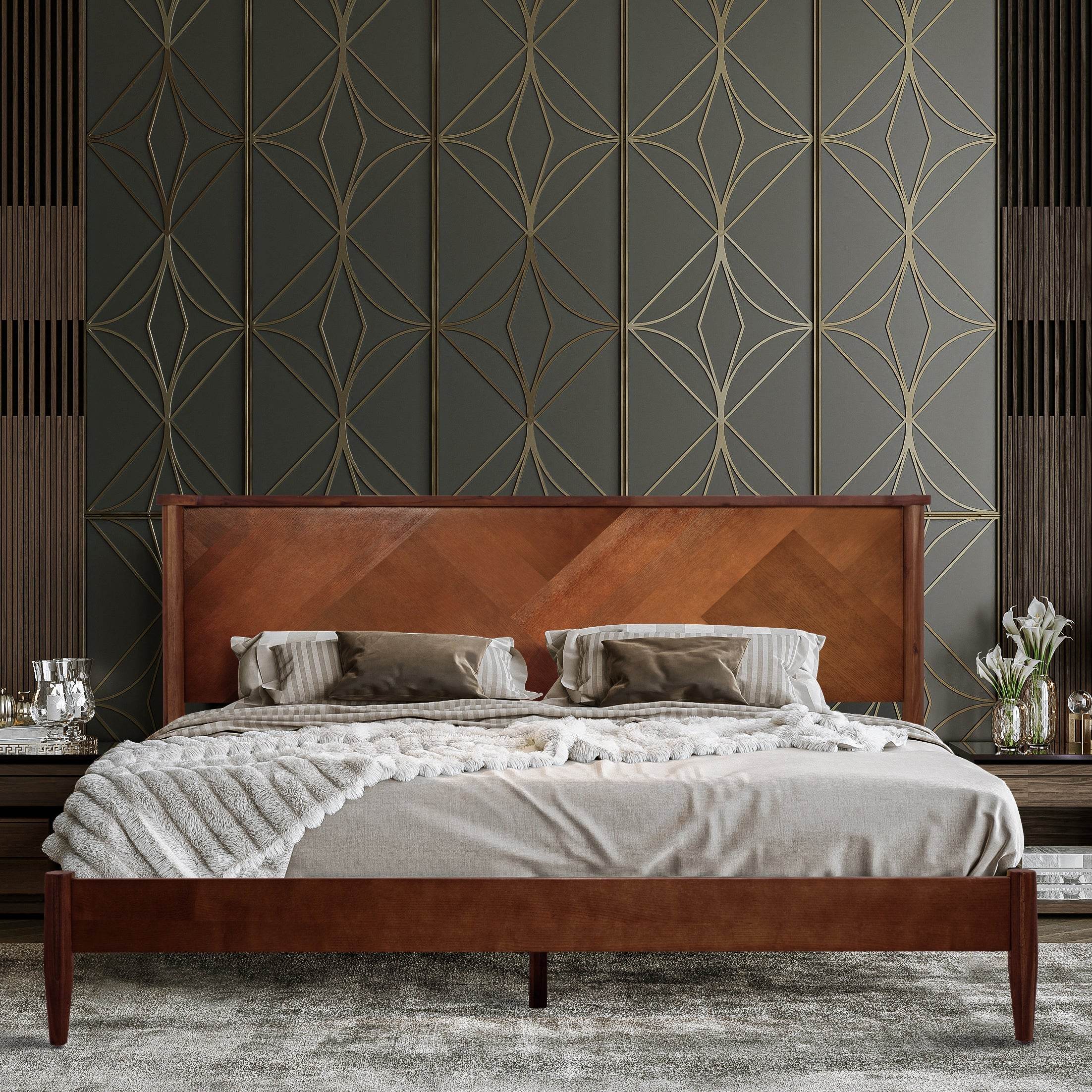 Panthera Platform Bed Frame With Headboard