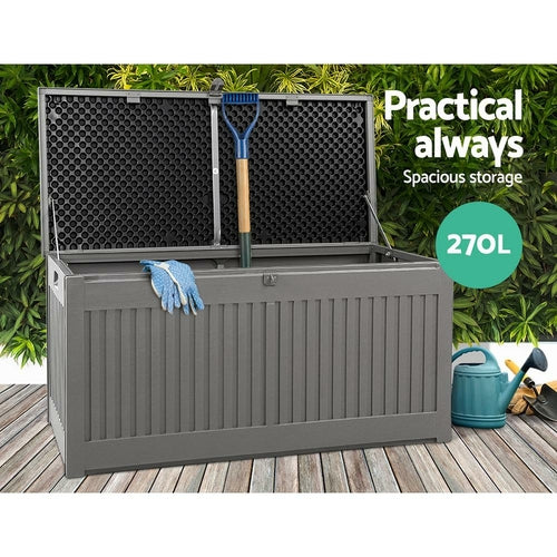 Gardeon Outdoor Storage Box 270L Container Lockable Garden Bench Tool