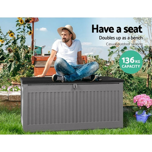 Gardeon Outdoor Storage Box 270L Container Lockable Garden Bench Tool