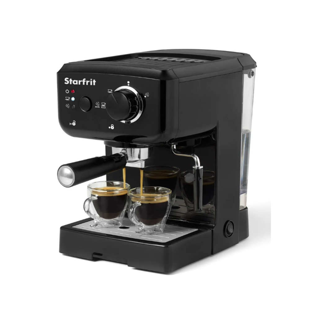 Machine à Café Espresso & Cappuccino Starfrit avec buse à vapeur rotative et mousseur à lait - Noir