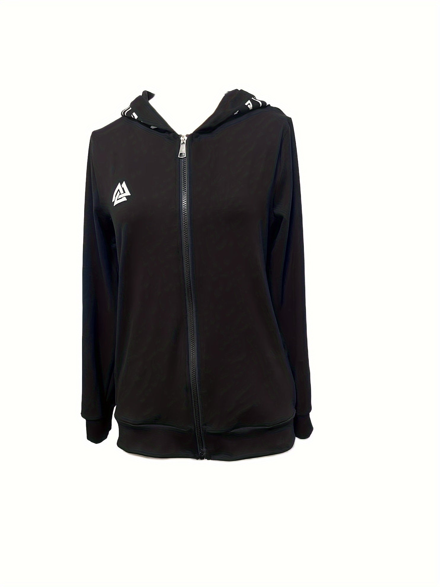 Vintage Gothic Viking Pattern Hoodie for Women, Long Sleeve Zipper Sweatshirt with Drawstring