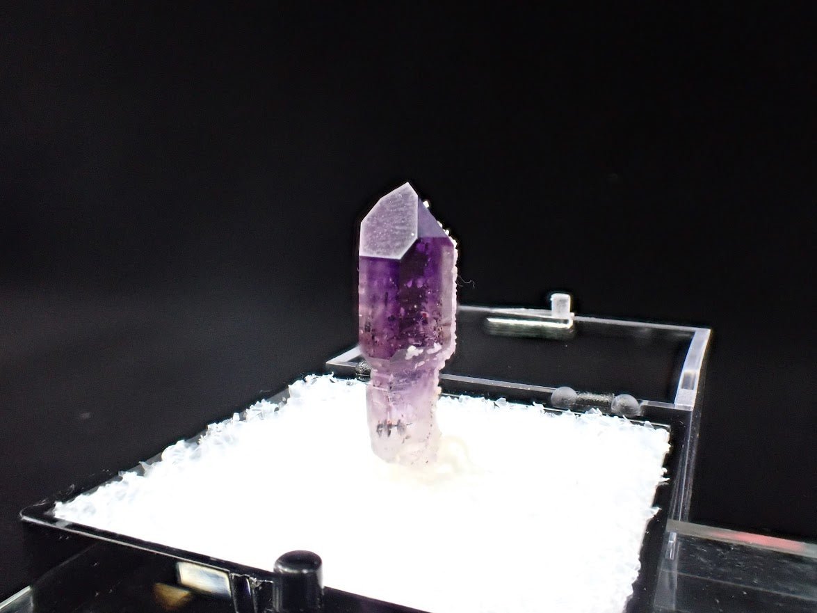 Amethyst with Analcime – Goboboseb Mountains, Namibia – Deep Purple Scepter – Micro Specimen (19mm)