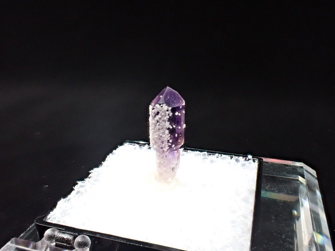 Amethyst with Analcime – Goboboseb Mountains, Namibia – Deep Purple Scepter – Micro Specimen (19mm)