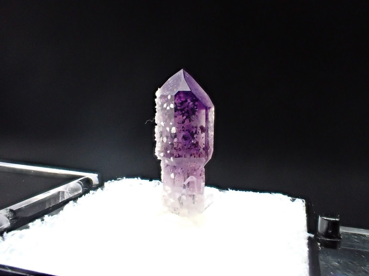 Amethyst with Analcime – Goboboseb Mountains, Namibia – Deep Purple Scepter – Micro Specimen (19mm)