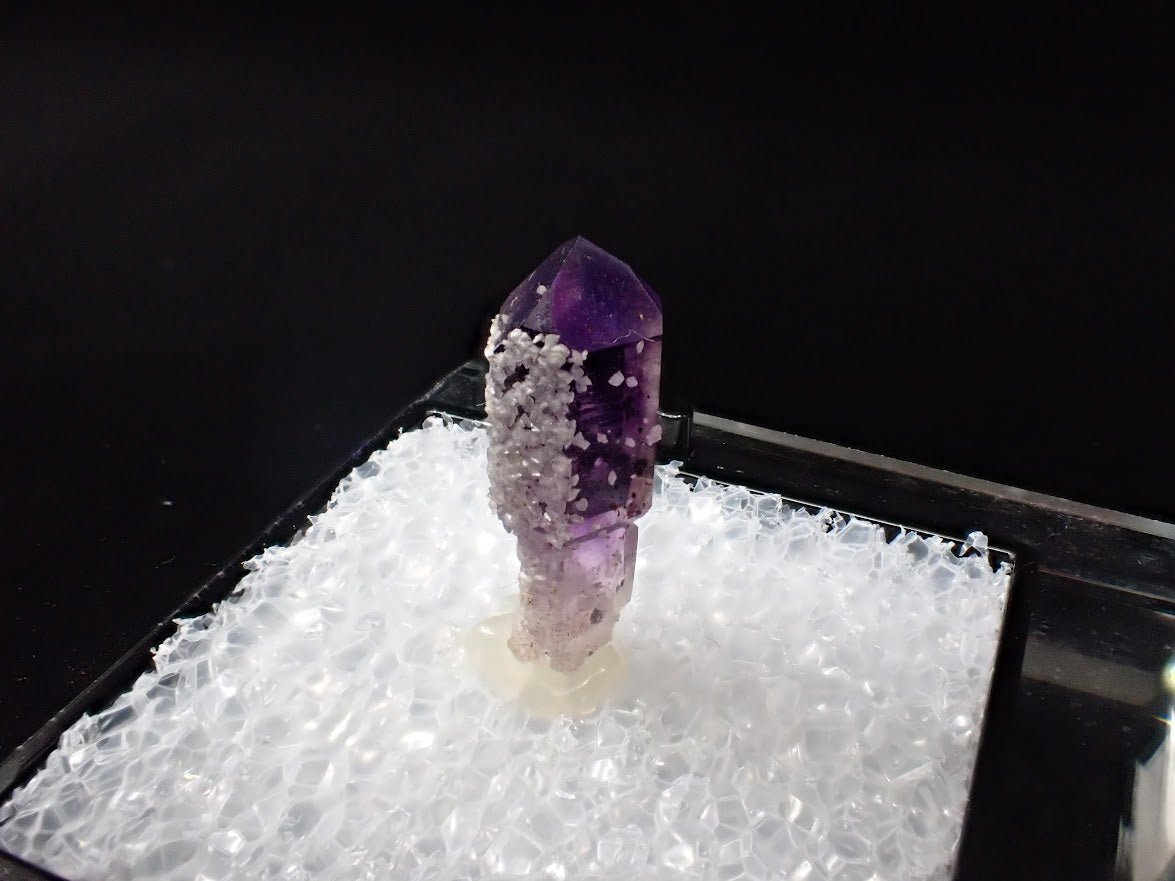 Amethyst with Analcime – Goboboseb Mountains, Namibia – Deep Purple Scepter – Micro Specimen (19mm)