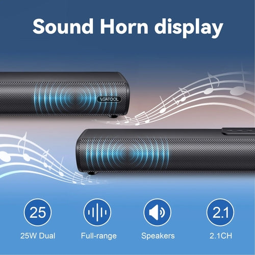 2.1Ch Sound Bars for TV, Soundbar with Subwoofer, Wired & Wireless