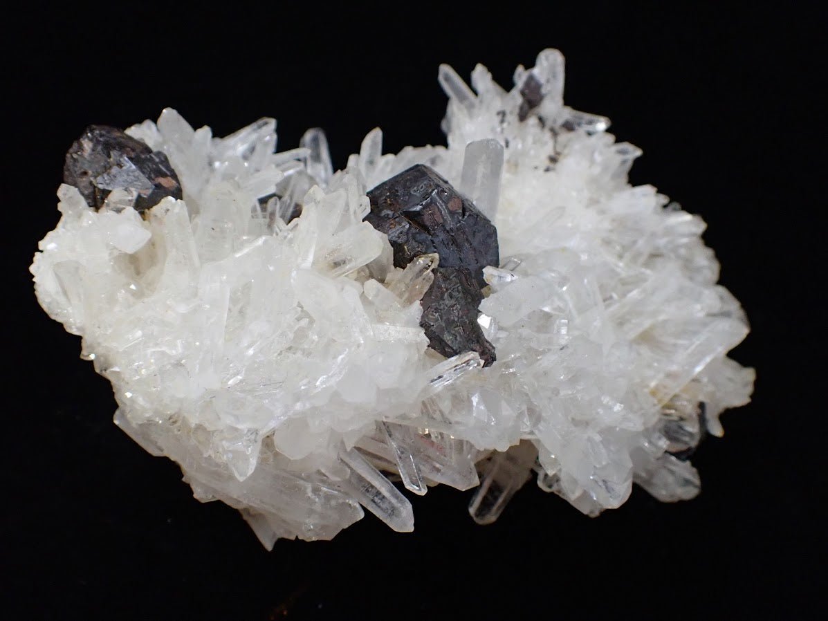 Black Pyrite with Quartz Cluster – Fengjiashan Mine, China