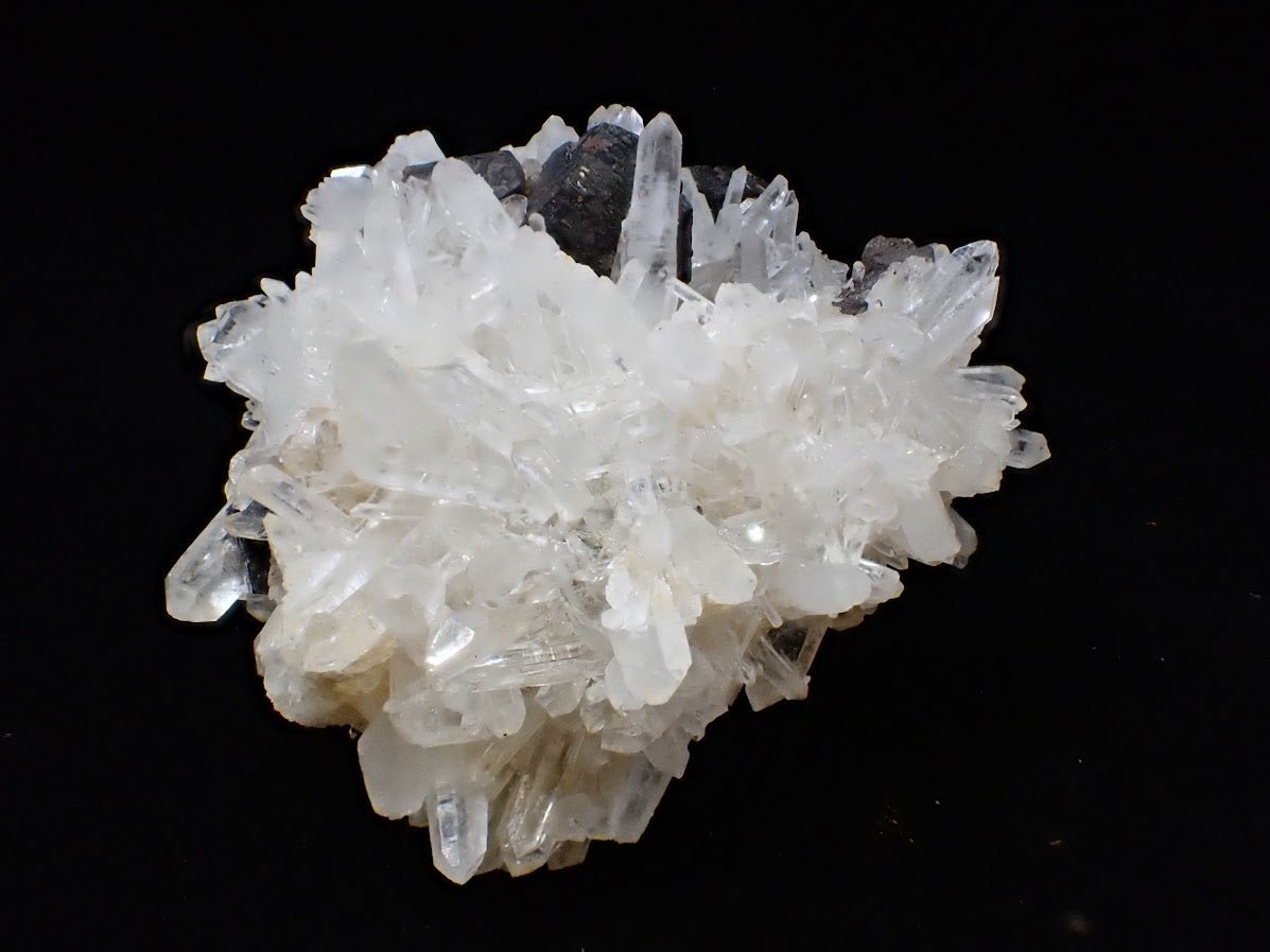 Black Pyrite with Quartz Cluster – Fengjiashan Mine, China