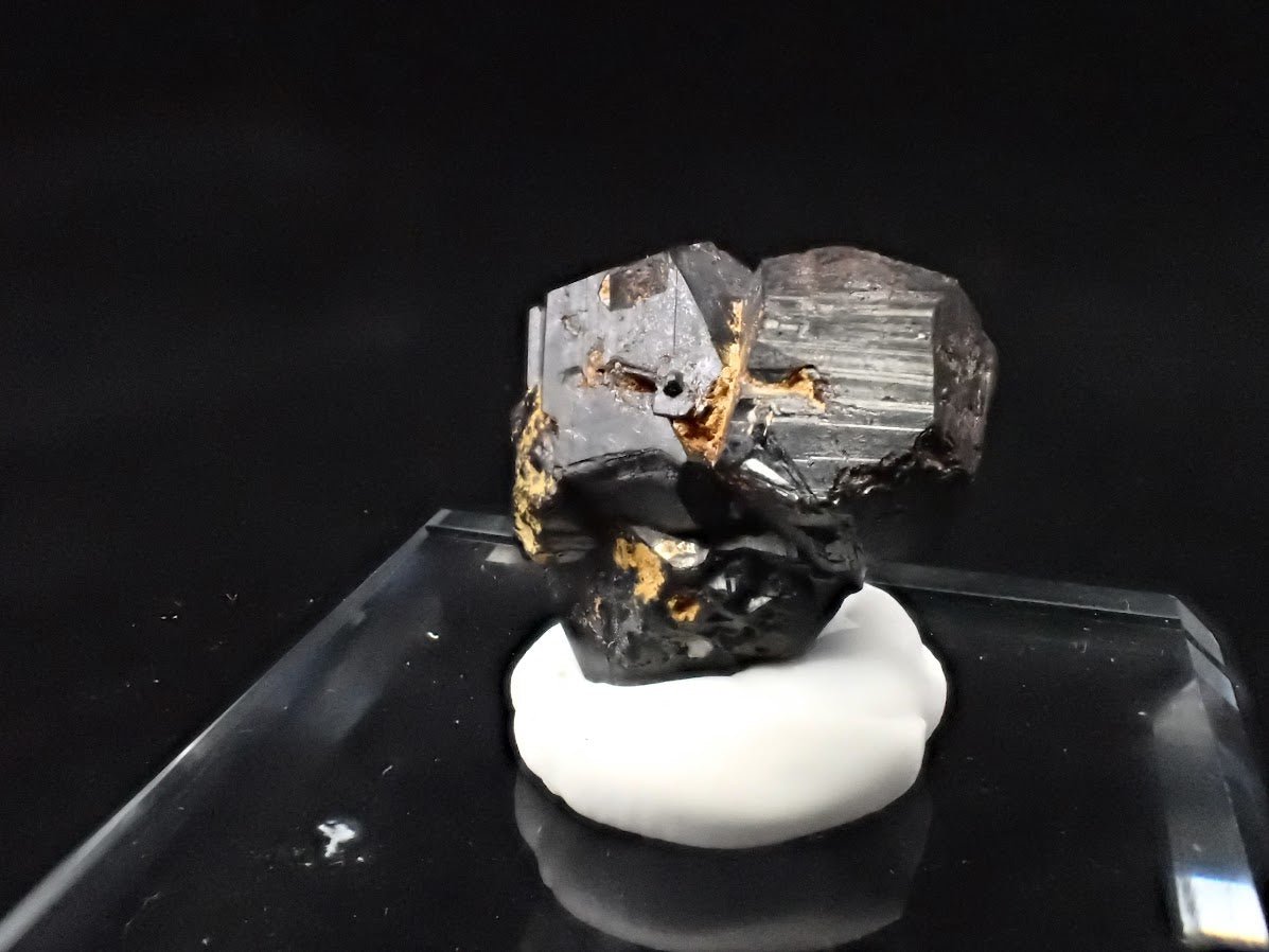 Black Pyrite with Quartz – Miniature Twinned Cluster (8g)