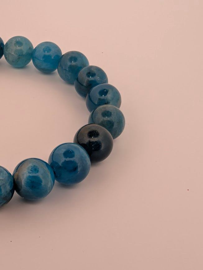 Blue Apatite Bracelet — 8mm Round Beads