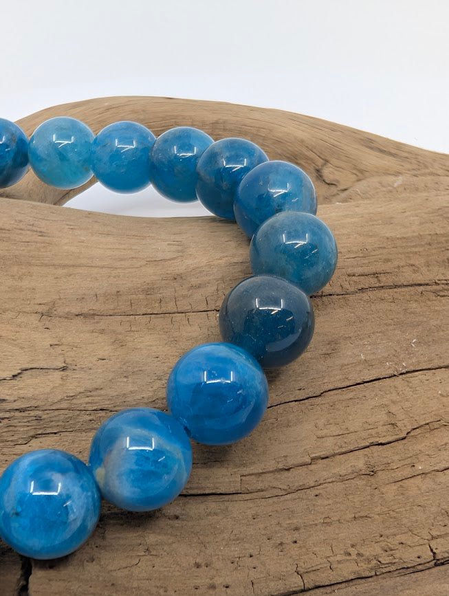 Blue Apatite Bracelet — 8mm Round Beads