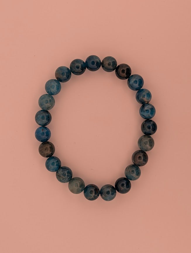 Blue Apatite Bracelet — 8mm Round Beads