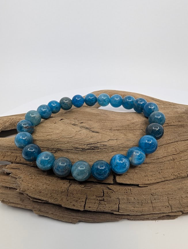 Blue Apatite Bracelet — 8mm Round Beads