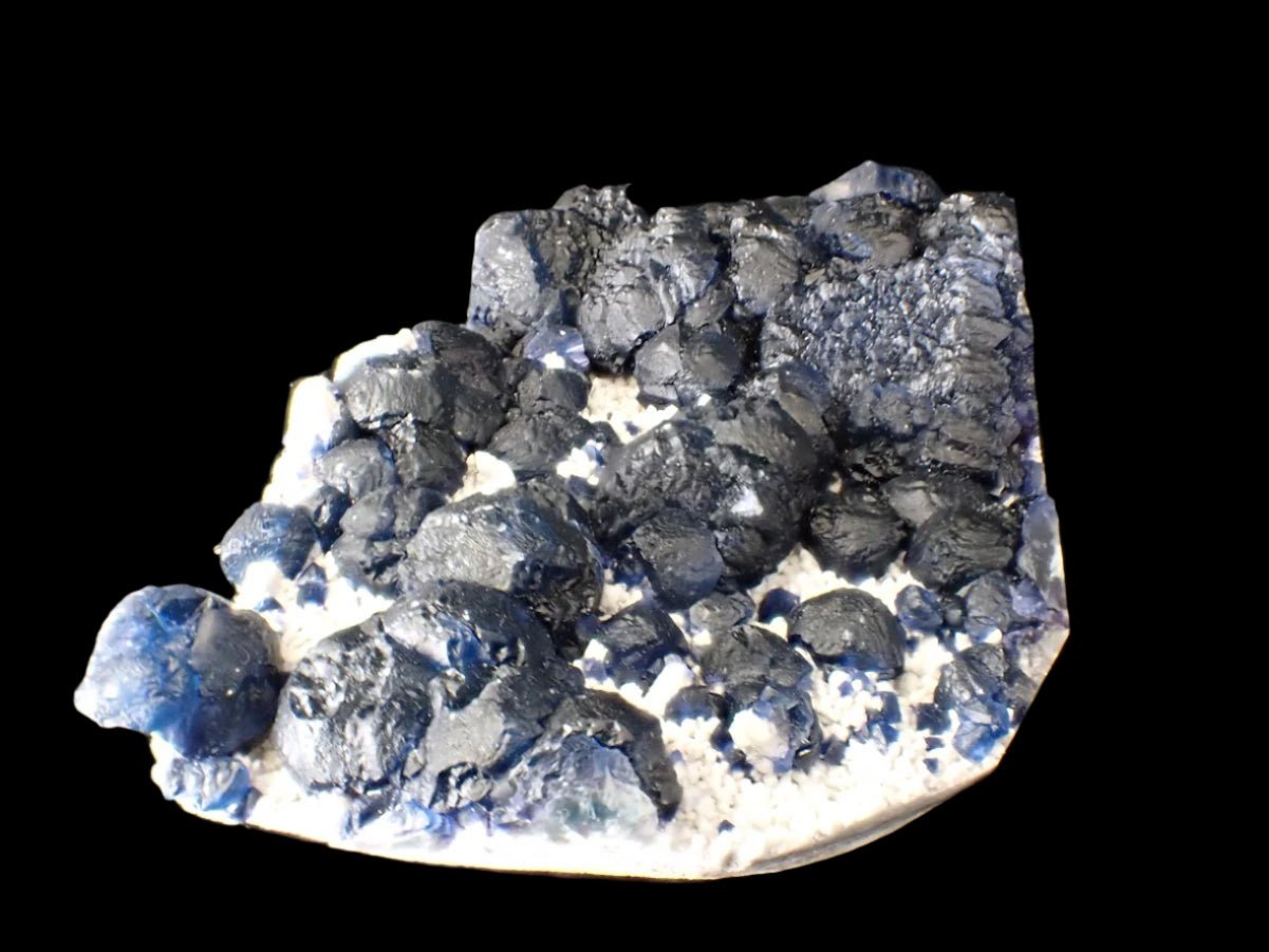 Botryoidal Blueberry Fluorite on White Matrix – Huanggang Mine, Inner Mongolia 5 x 3 inches 353 grams