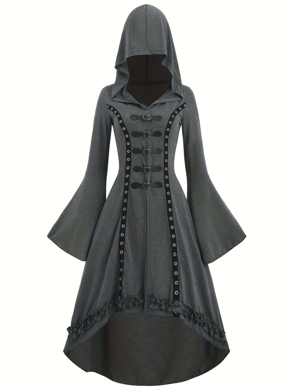 Y2K Style Women'S Hooded Sweatshirt - Asymmetrical Hem, Solid Color, Knit Polyester Fabric, All-Season Long Sleeve Top with Flared Sleeves