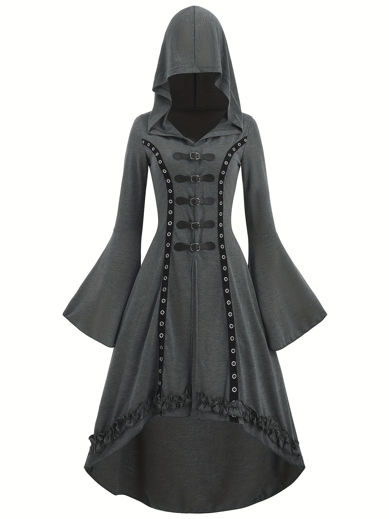 Y2K Style Women'S Hooded Sweatshirt - Asymmetrical Hem, Solid Color, Knit Polyester Fabric, All-Season Long Sleeve Top with Flared Sleeves