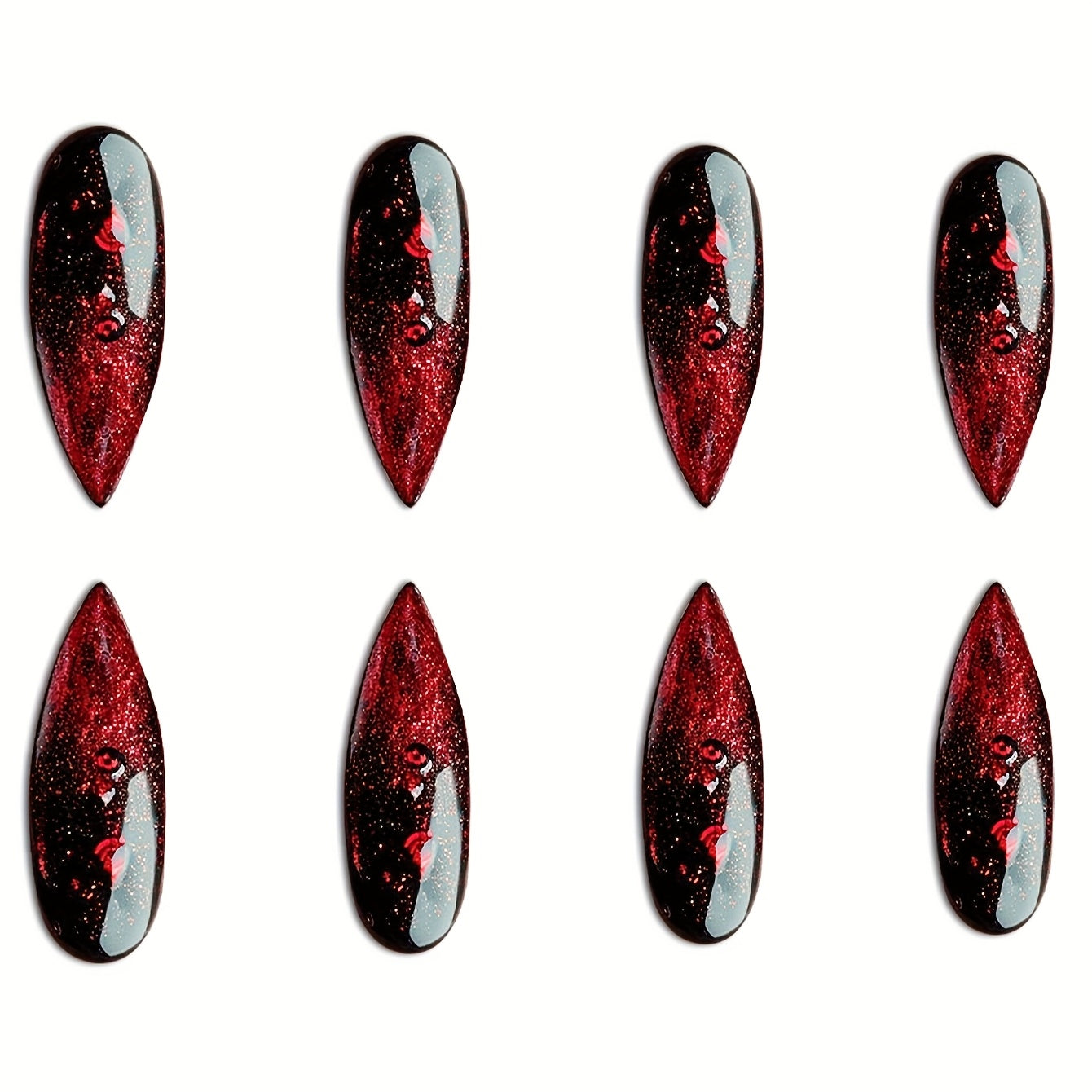 24pcs set of long almond-shaped dark red-black gradient fashionable glossy nails, perfect for all women and s. Comes with a nail file and jelly glue for easy application