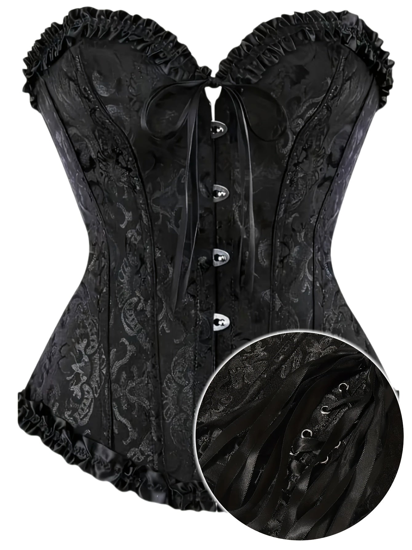 Vintage Floral Lace Corset Top for Weddings & Parties - Adjustable Back Tie, Ruched Bodice with Fishbone Support - Sexy Retro Style for Brides, Groomsmen & Special Occasions, Bridesmaid Outfit, Groomswoman Apparel, Historical Costume, Intricate Lacework