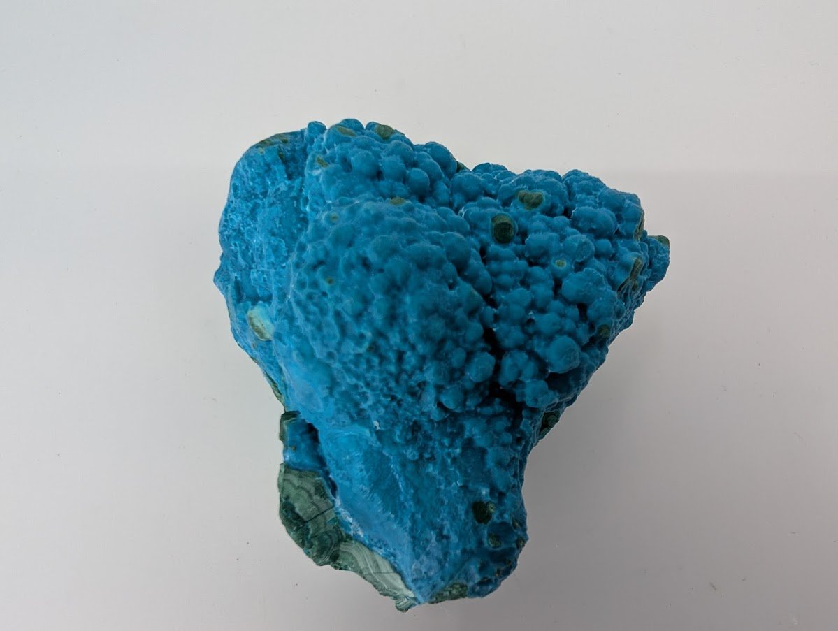 Congo Chrysocolla with Malachite – Botryoidal Specimen with Exposed Veins & Growth Rings (434g)