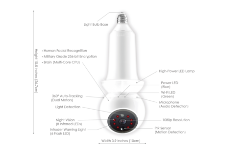 Zeus 360-Degree Indoor Camera - White, AI Detection, Night Vision