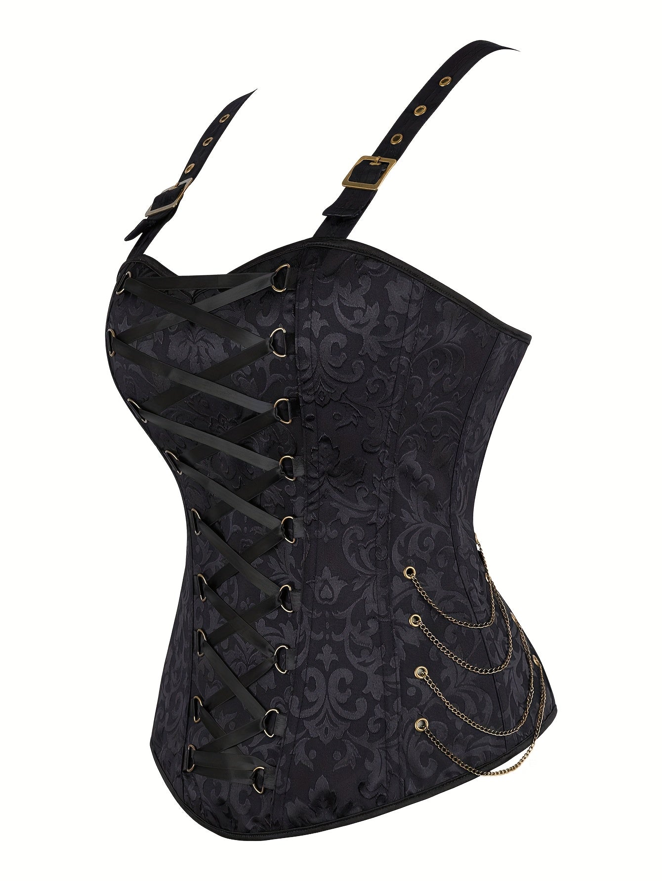 Steampunk Adjustable Strap Corset - Vintage Waist Cincher, Elegant Women'S Fashion, Red & Black Lace-Up Design, Adjustable Straps for Perfect Fit, Gothic Style for Halloween, Christmas, or Cosplay, Gothic Costumes