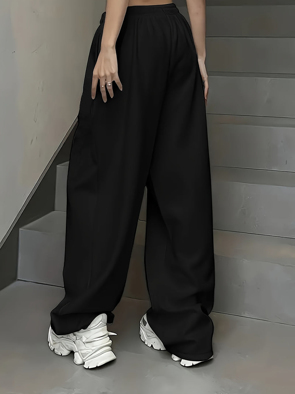 Women'S Black Casual Straight-Leg Pants with Red & White Gothic Print, Drawstring Waist, and Pockets - Perfect for Spring/Fall, Spring Fashion Pants | Gothic Print Pants | Comfortable Fit