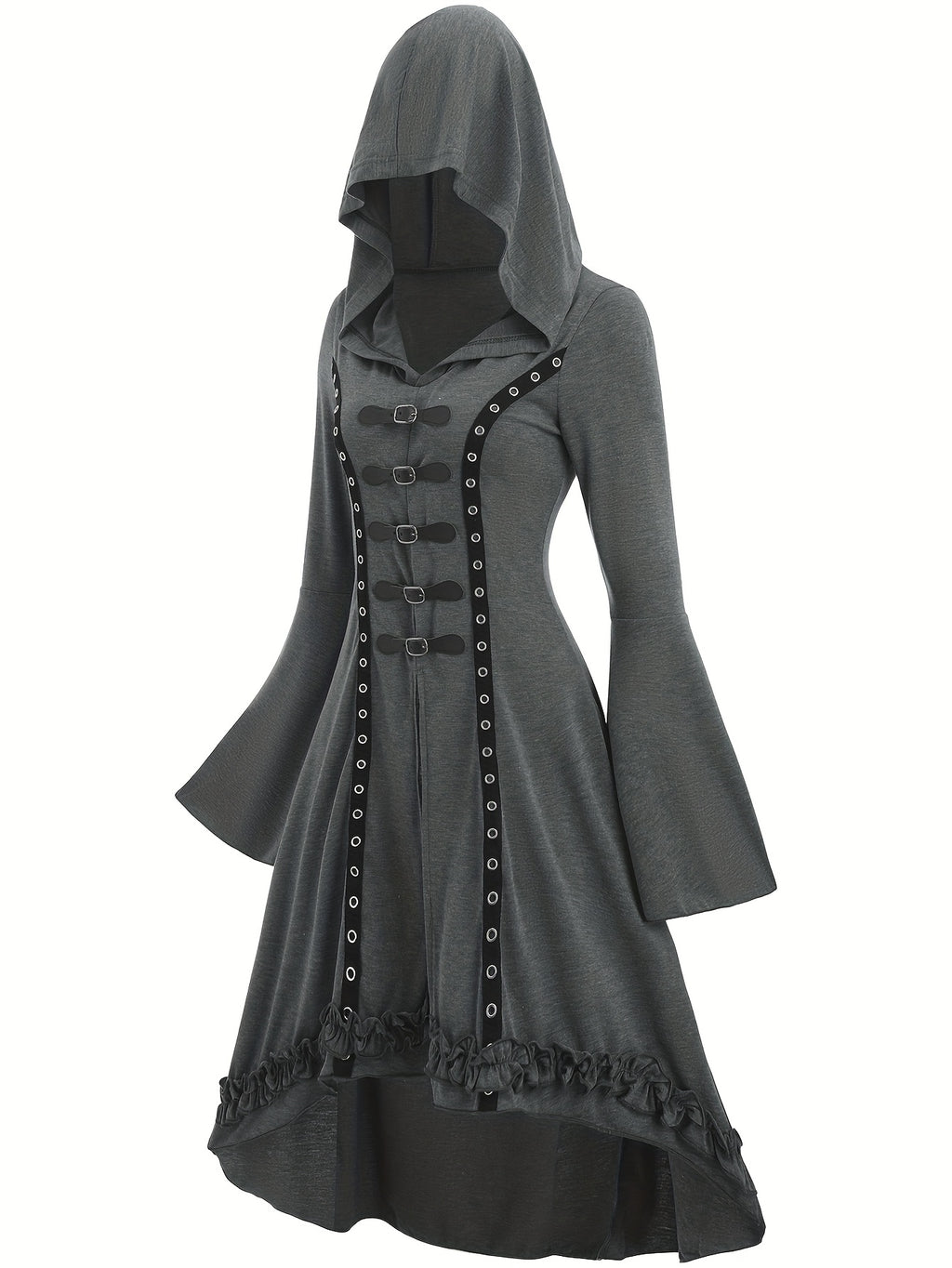 Y2K Style Women'S Hooded Sweatshirt - Asymmetrical Hem, Solid Color, Knit Polyester Fabric, All-Season Long Sleeve Top with Flared Sleeves