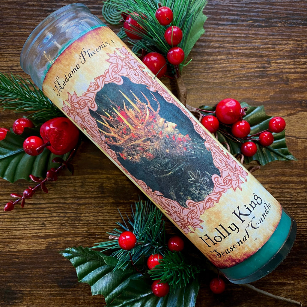 Holly King Solstice Yule Holiday Blessing Candle