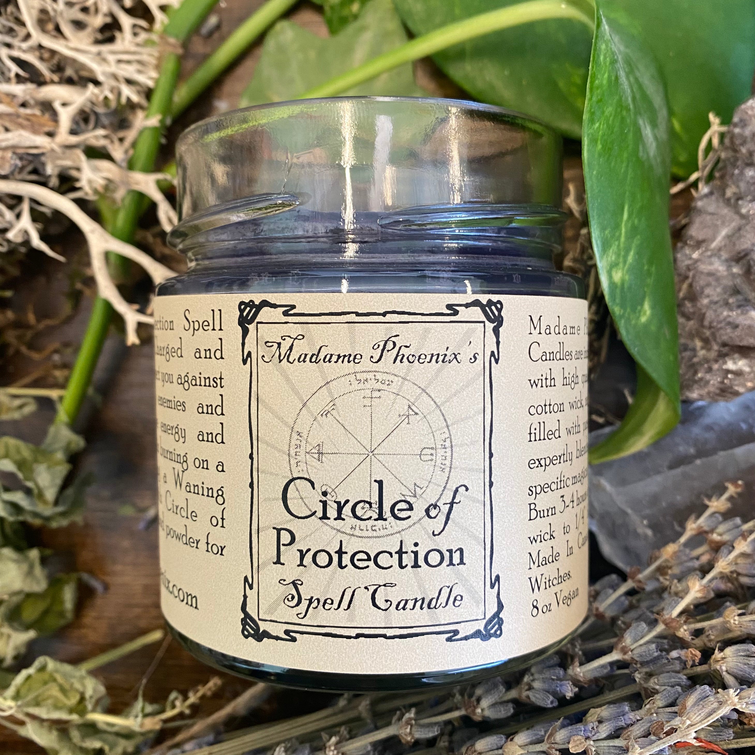 Circle of Protection Magic Spell Candle (Midnight Purple)