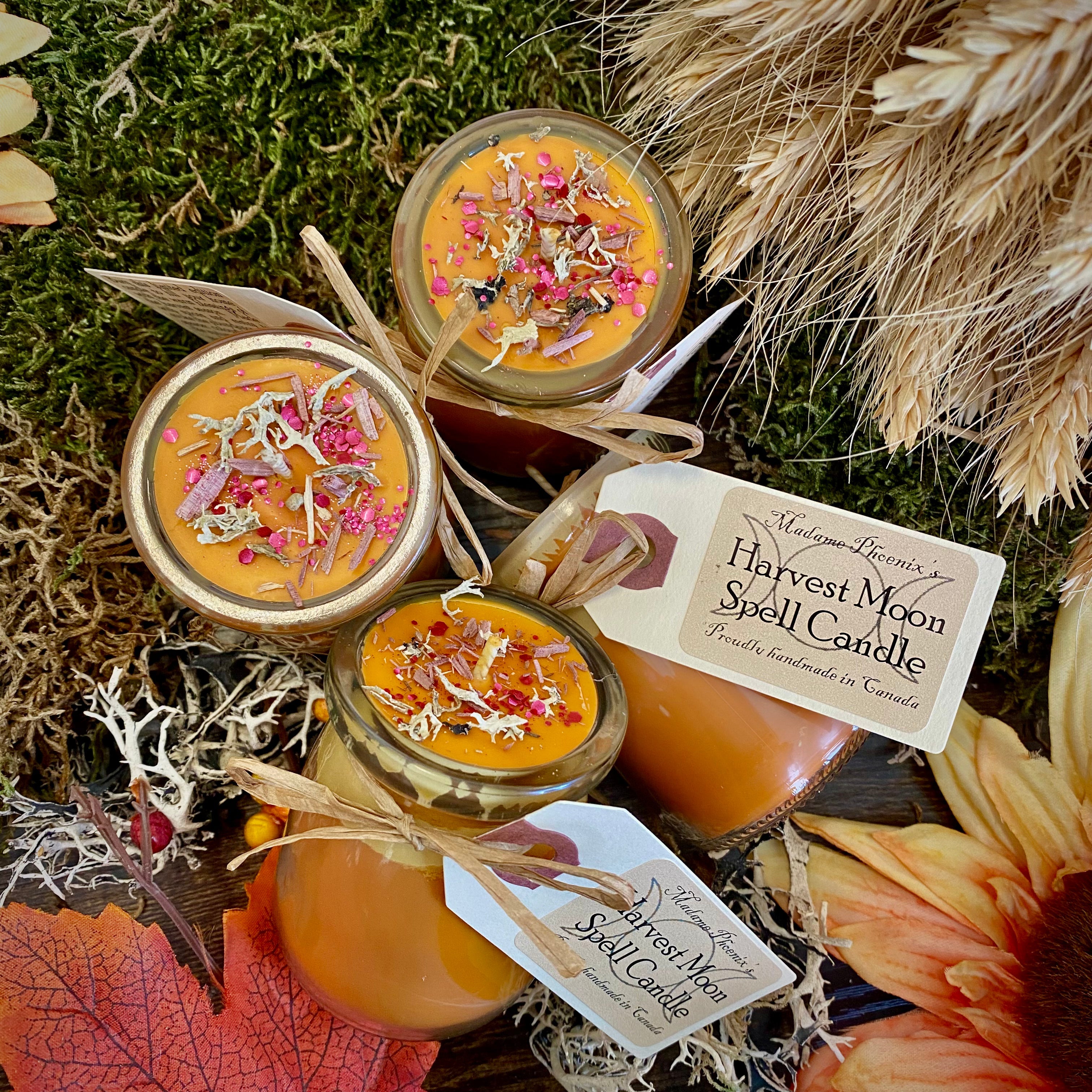 Harvest Moon Blessing Mini Spell Candles with Essential Oil Magical Blend