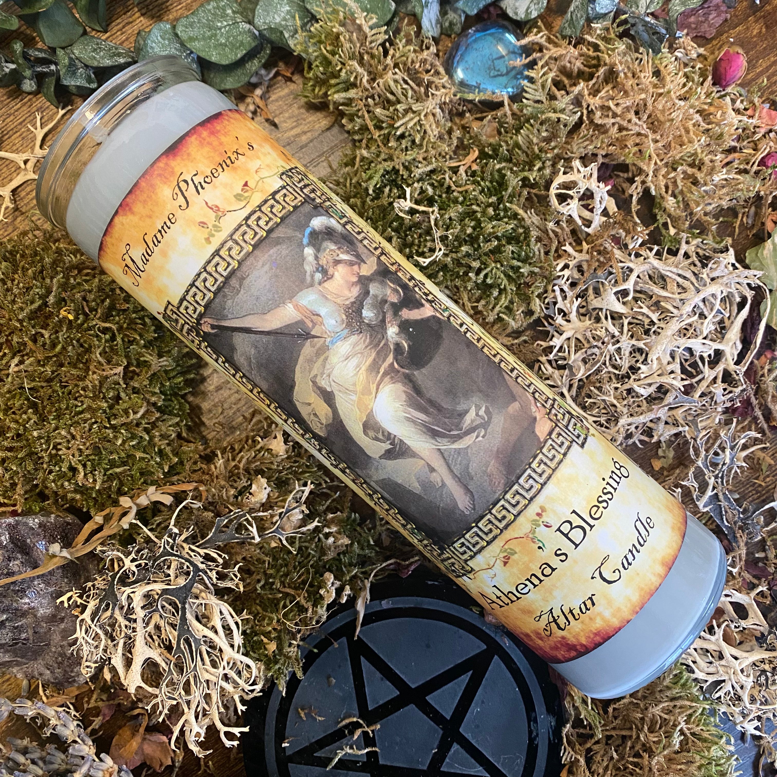 Athena Goddess Altar, shrine ritual candle