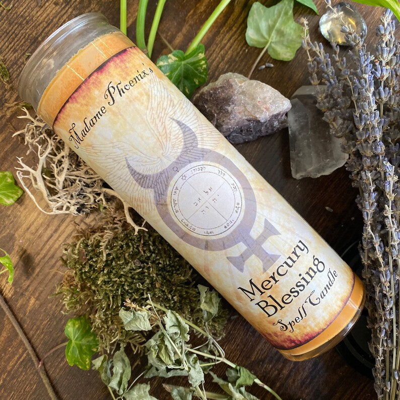 Planetary Magic Mercury Blessing Prosperity Spell Candle