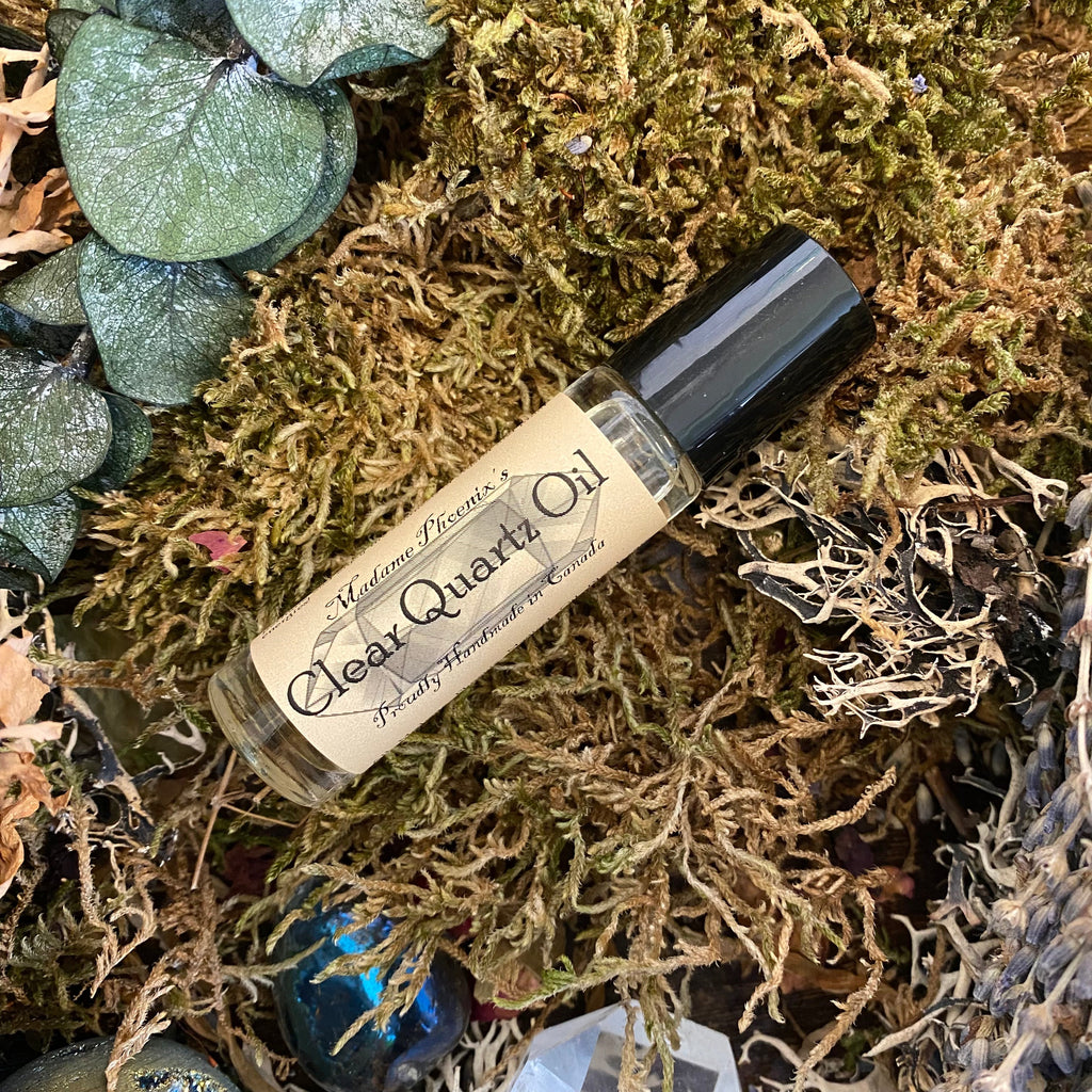 Clear Quartz crystal acupressure aromatherapy roll on natural perfume