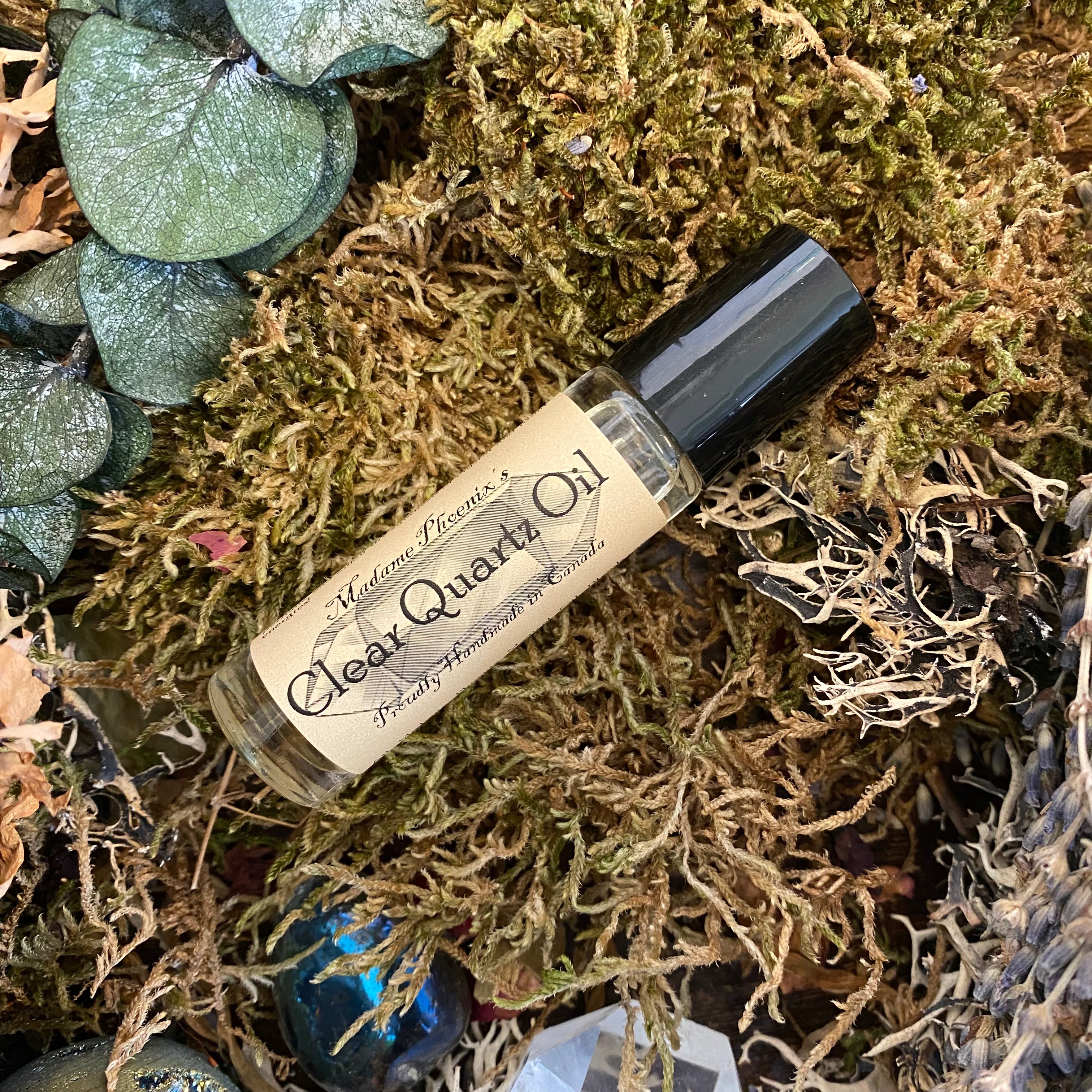 Clear Quartz crystal acupressure aromatherapy roll on natural perfume