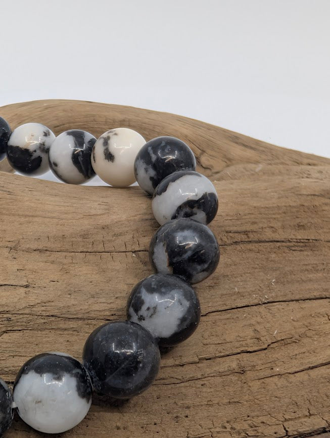 Zebra Jasper Bracelet — 8mm Round Beads