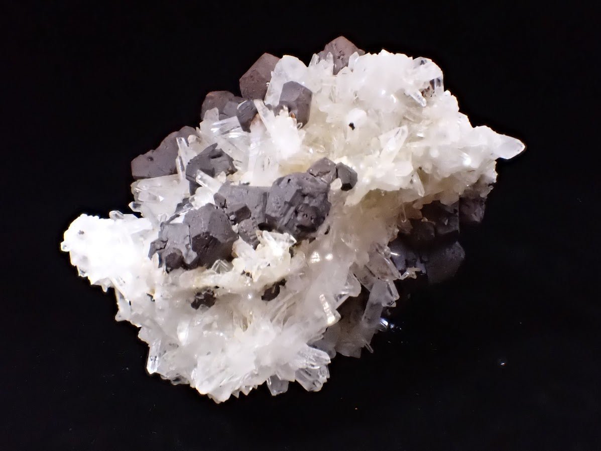 Large Black Pyrite & Quartz Cluster – Fengjiashan Mine (1043g)
