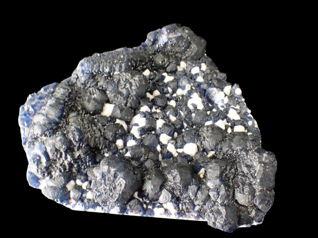 Large Blueberry Fluorite with Sparkling White Matrix Huanggang Mine, Inner Mongolia 4.5 x 4.5 inches 601 grams