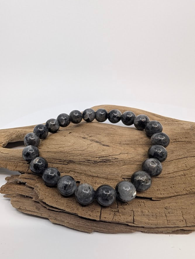 Larvikite Bracelet — 8mm Round Beads